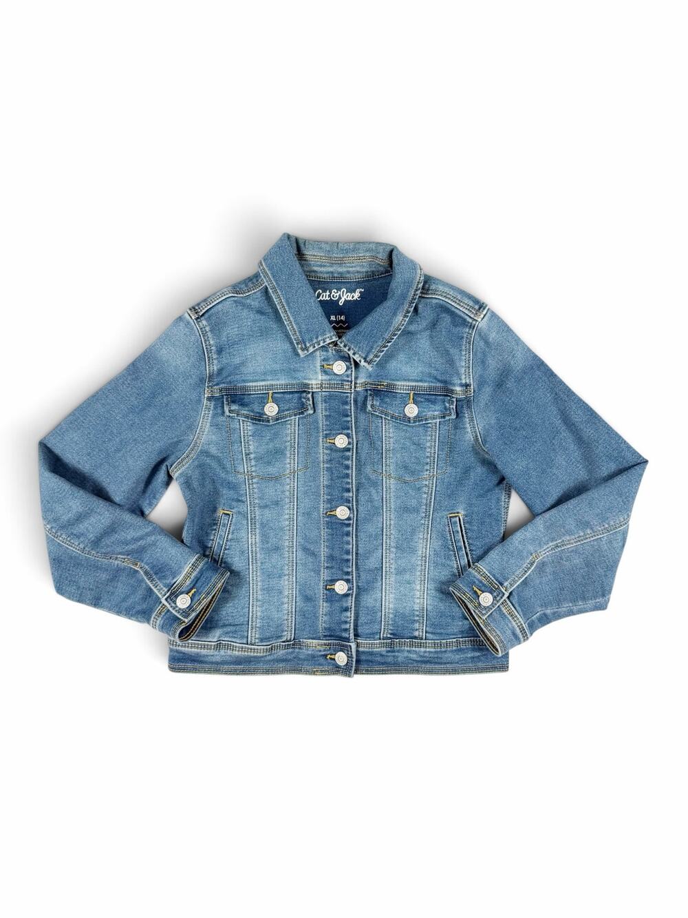 Cat & Jack Girls Chambray Denim Jacket Medium Wash Size 14 (XL)